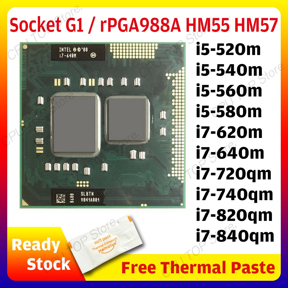 Intel Core I5 5m 540m 560m 580m I7 6m 640m 7qm 740qm 0qm 840qm Laptop Notebook Cpu Processor For Socket G1 Rpga9a Hm55 Hm57 Shopee Philippines