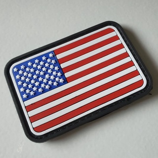 Red White Blue USA Flag Rubber Velcro Tactical Emblem Accessories for Uniform #2