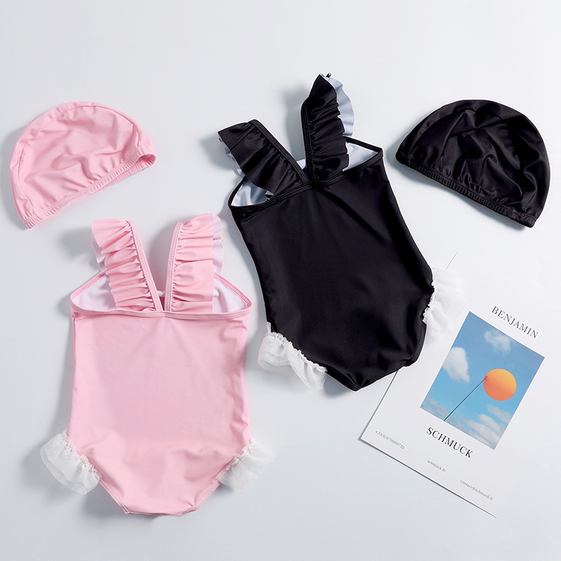 Kids Girls One Piece Unicorn Pink Black Kids Swimwear Swimsuit for 1 2 3 4 5 6 Years Old Kids Girls