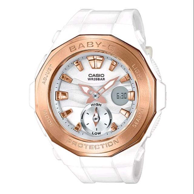 white and rose gold baby g