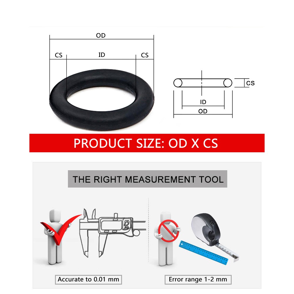 Line diameter:2.0mm） 360pcs Translucent Silicone O-Ring Assortment Kit 