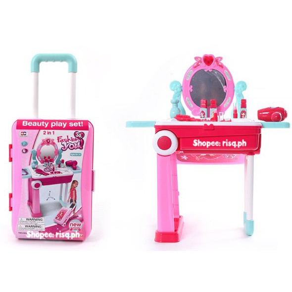 2 IN 1 Beauty Dressing Table Play Set In Luggage Set with Accessories