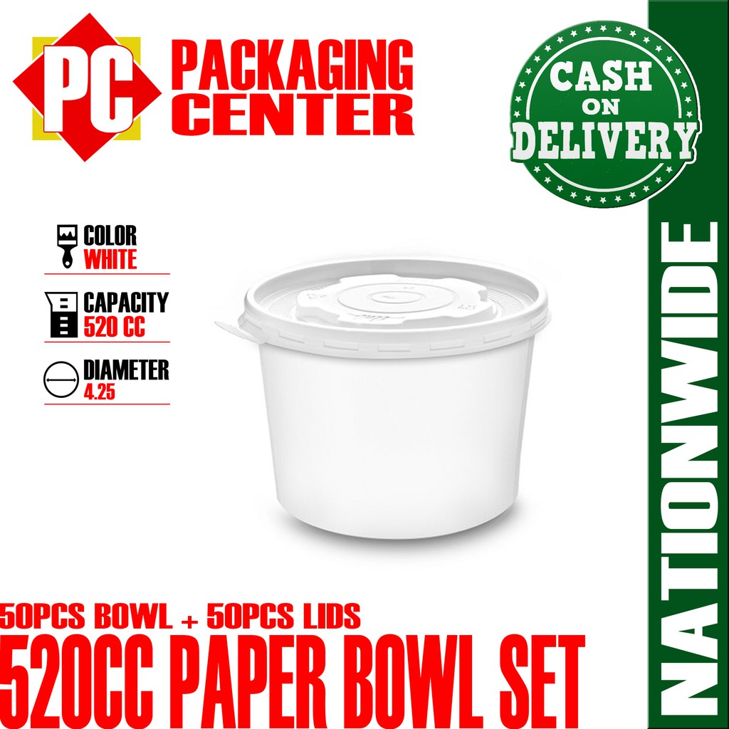 520cc Paper Bowl With Lids Set by 50pcs per box Shopee Philippines