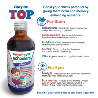 【New】MemorEyes Schoolers Brain And Eye Supplement Memory Enhancer For Kids Plus DHA Vitamins Syru #3