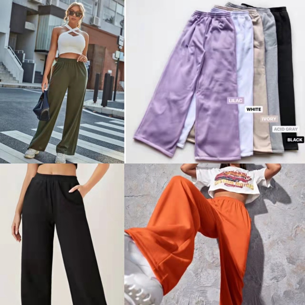 Terry Baggy Pants Pants Sweatpants With Pocket Wide Leg Flare 