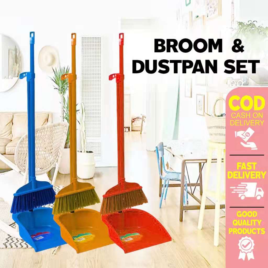 Broom and Dustpan Set Dust Pan with Handle Cleaning Brush Broom Floor Sweep Walis 2 in 1