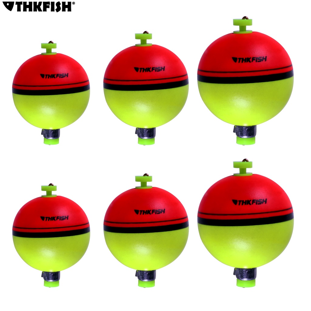 THKFISH 1pc Fishing float EVA Foam Round Floats Red/Green SnapOn