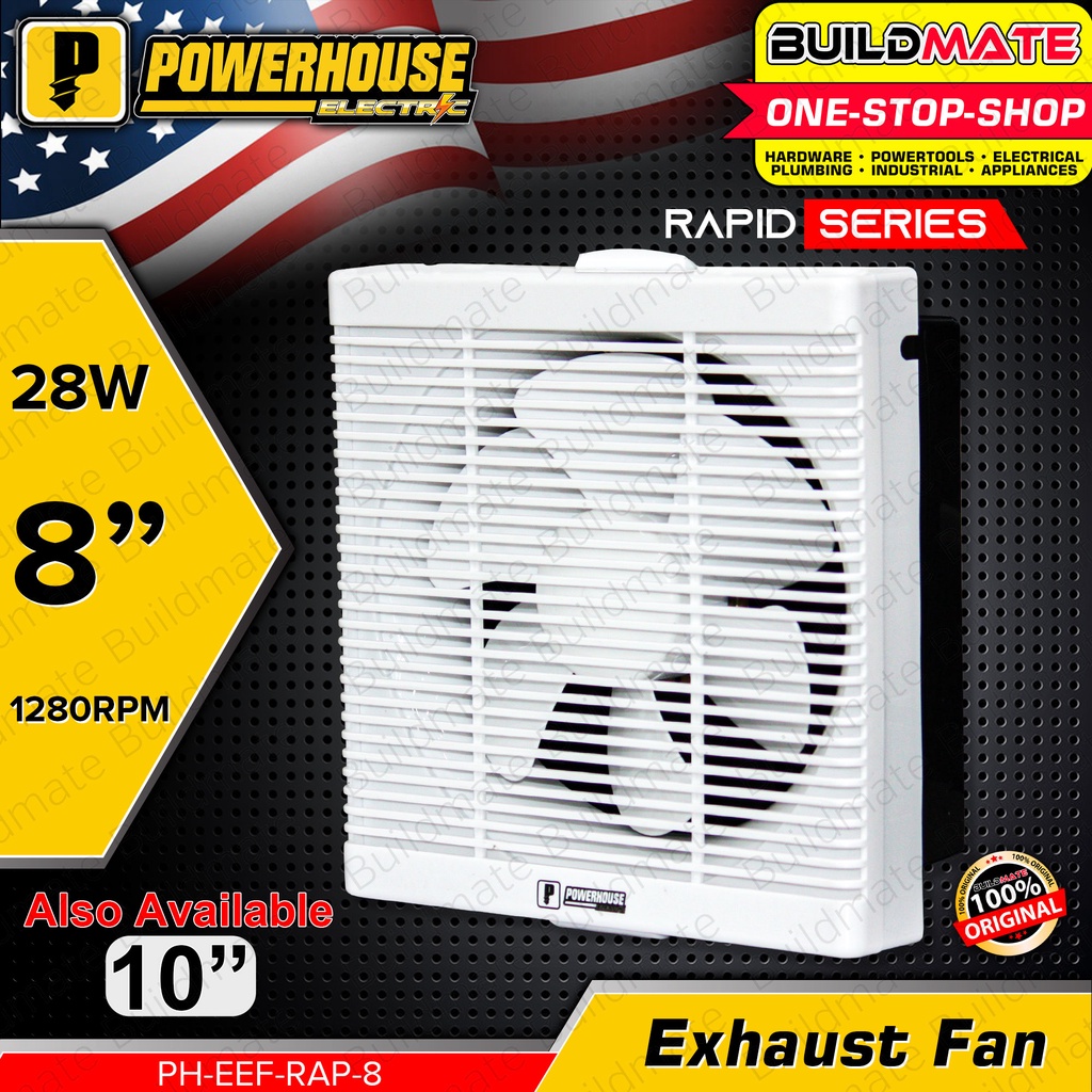 POWERHOUSE Electric Exhaust Fan Wall Mounted Veloce Series 8" Inch & 10