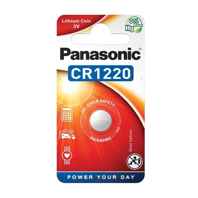 Panasonic CR1220 (1pc) 3v Lithium Button Cell Battery in Blister Pack