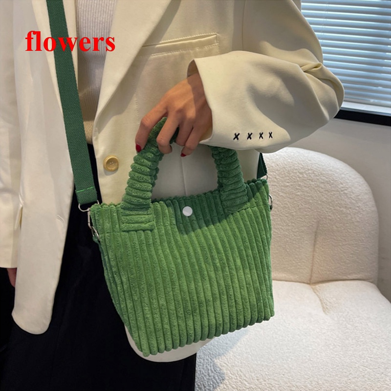 flowers-corduroy-bucket-bag-new-plush-messenger-bag-cute-fluffy-tote