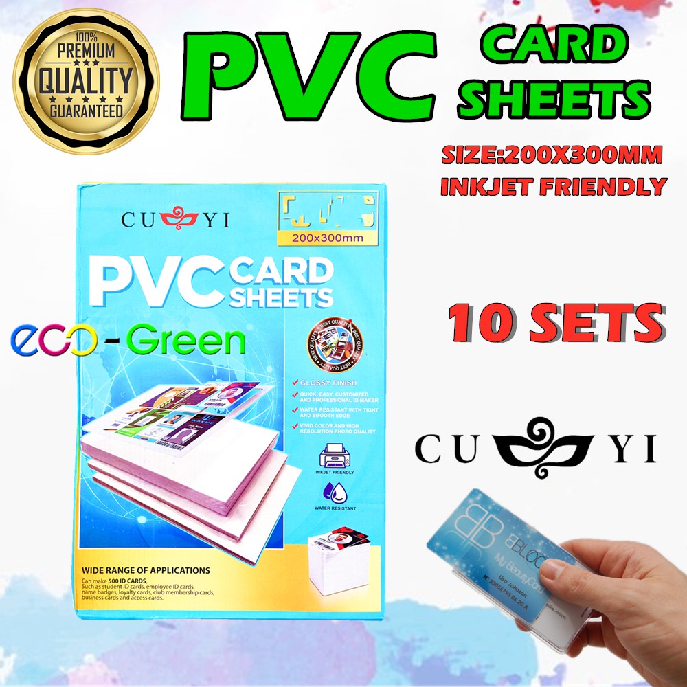 10 set cuyi PVC ID Sheet Inkjet Printable A4 size pvc card printing