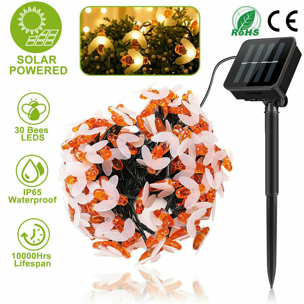 【Ready Stock/COD】Honey Bee LED String Fairy Light Outdoor Garden Fence Patio Christmas Lights