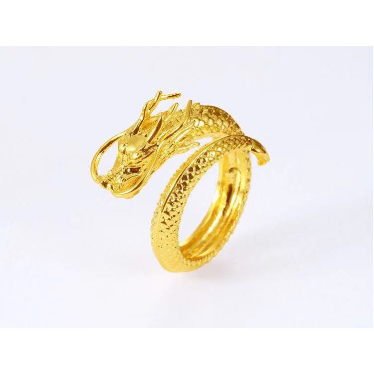 [Maii] R067 24K Thailand Gold Plated Men's Dragon Adjustable Ring ...