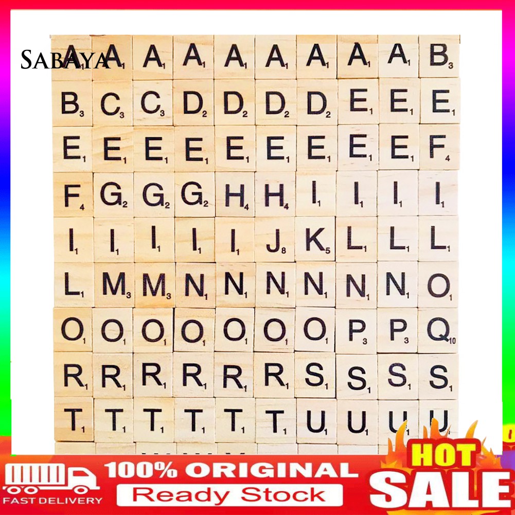 Cod 100pcs Set Diy Wooden Tiles Bolcks Alphabets Letters Crafts Educational Kids Toy Shopee Philippines