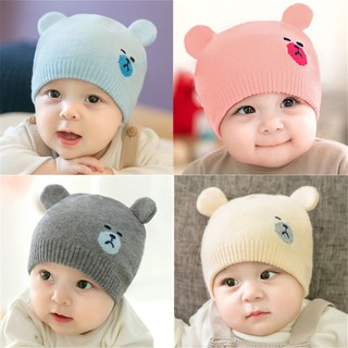 Newborn Baby Hat Scarf Set Infant Warm Soft Beanies Cute Two Ears Bear Hats 0-1 year
