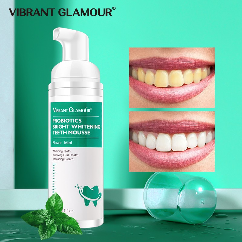 VIBRANT GLAMOUR Teeth Whitening Mousse Mint Toothpaste Remove Plaque ...