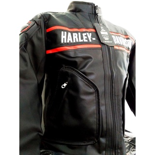 ♠∋☄Multisize Black Colour Harley Davidson Synthetic Leather Touring Jacket for Men #6