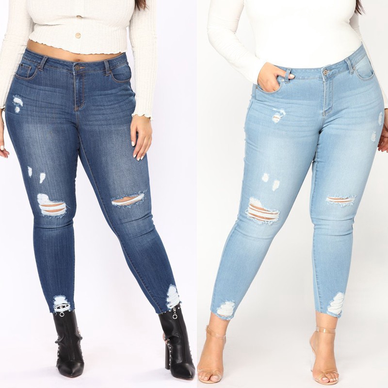 womens stretch ripped jeans