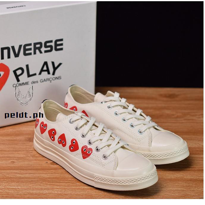 100% Original COMME des GARÇONS PLAY x Converse Chuck Taylor 1970 Men\u0026Women  White Sneaker Shoes | Shopee Philippines