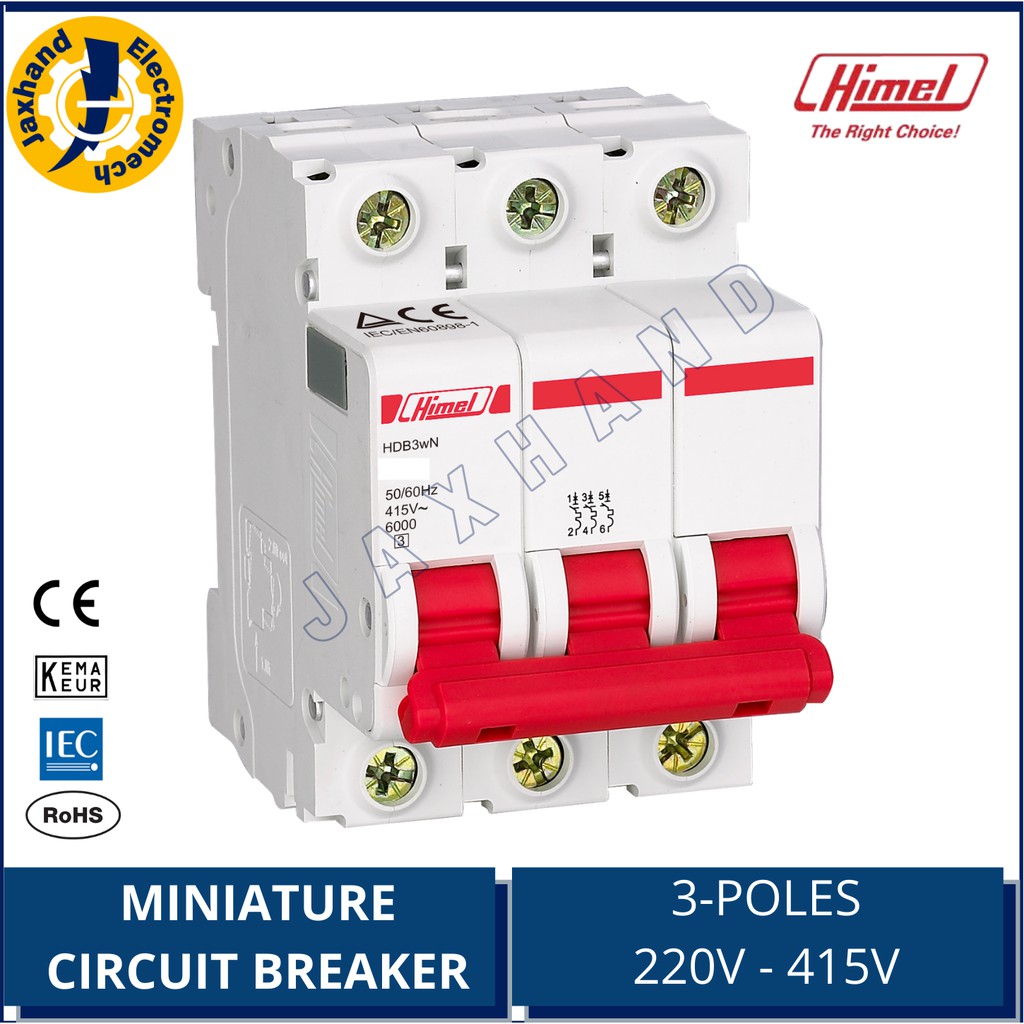 Himel Miniature Circuit Breaker 16A 125A, 3poles Din Rail Type Rated