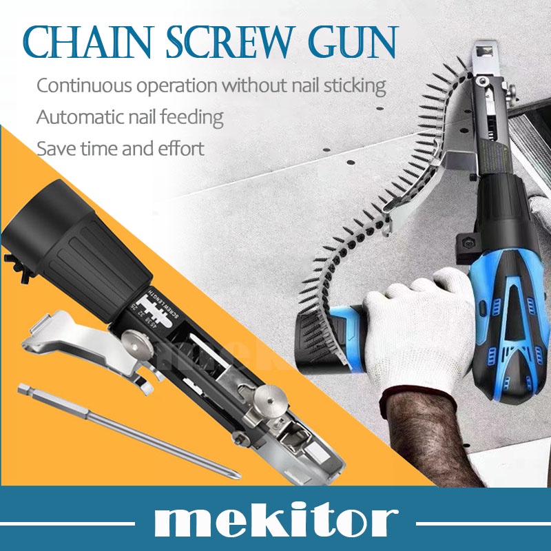 Automatic Chain Nail Gun Adapter Screw Gun for Electric crodless Drill Tools Woodworking