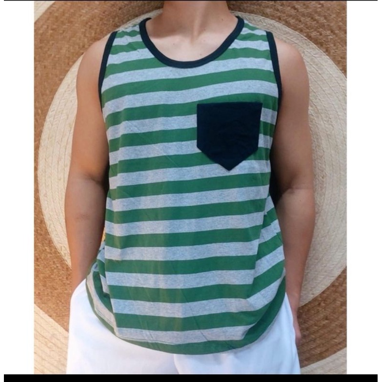 Sando stripe with pocket for men Fit up to size XL Spandex Cotton super comfy to wear