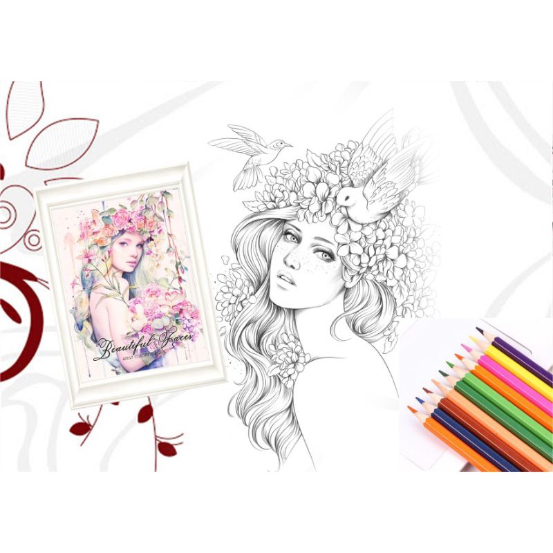 Download Beautiful Faces Adult Coloring Book Help Reduce Stress And Anxiety Shopee Philippines