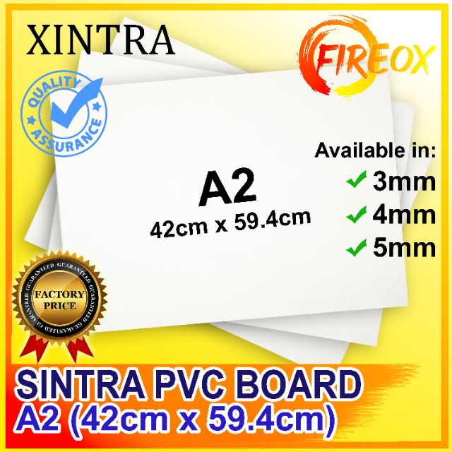 [8 PCS] SINTRA PVC BOARD Size A2 (42x59.4cm) Thickness 1.5mm,2mm, 3mm, 4mm, & 5mm Shopee