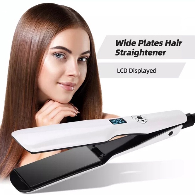 Wide Plate Hair Straightener Professional LCD Display Tourmaline Ceramic Hair Flat Iron