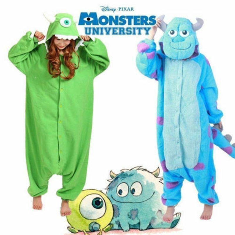 Adult/Kid Monsters University Mike Wazowski Sully Costume Pajamas Ones ...