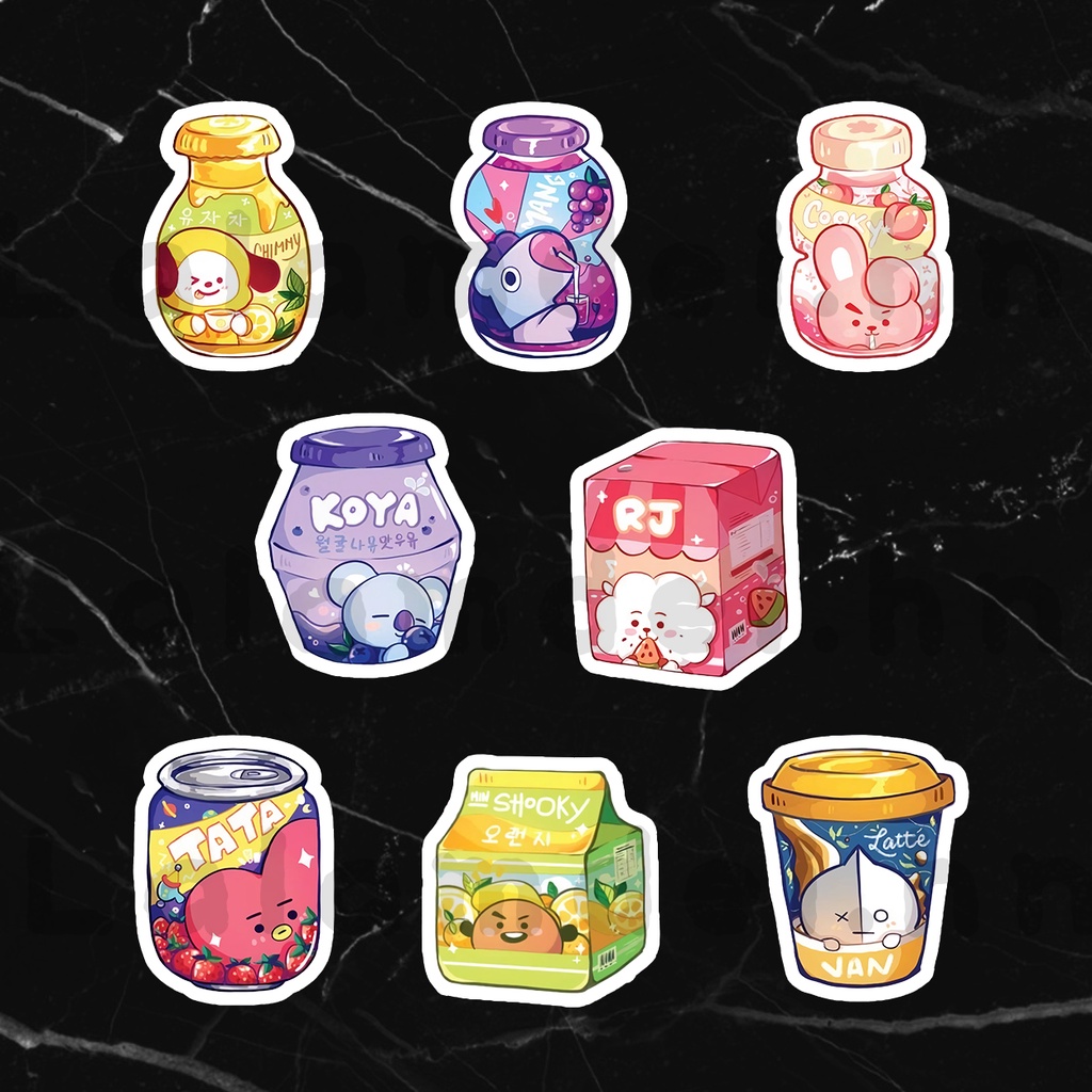 SET Sticker BT21 Drinks - một bộ sticker \