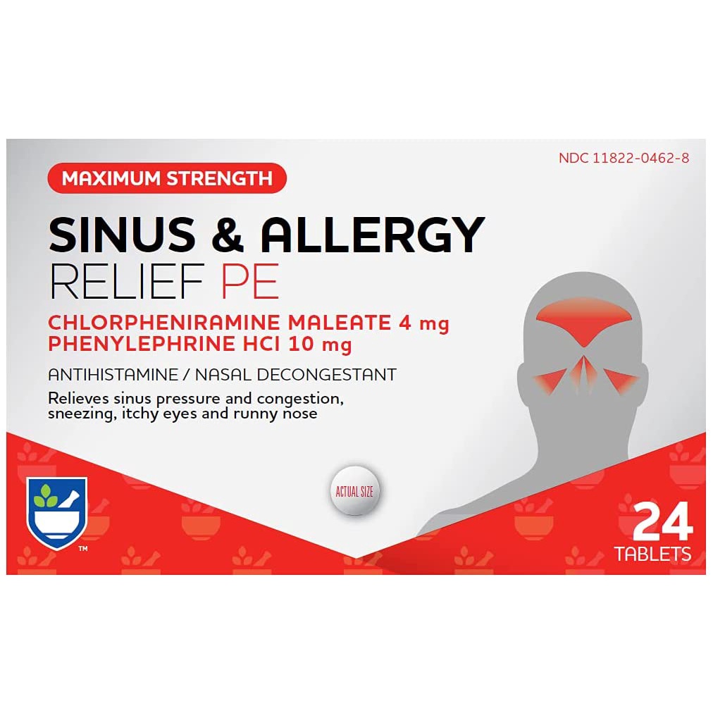 Rite Aid Maximum Strength Sinus & Allergy Relief PE, 24 Tablets