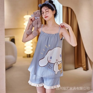 ღ｡◕‿◕｡ღ  Cinnamon Dog Pajamas Women Summer New Style Cotton Japanese Cute Cartoon Sexy Camisole Thin