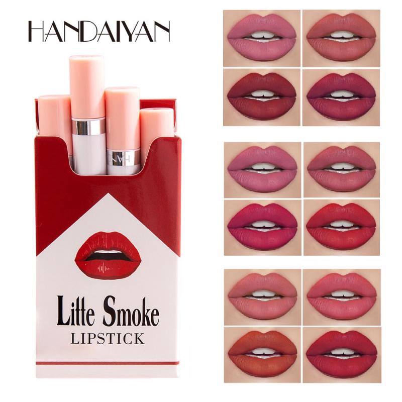 HANDAIYAN 4PCS/SET Matte Lipstick Sets Waterproof Pigment Cigarette