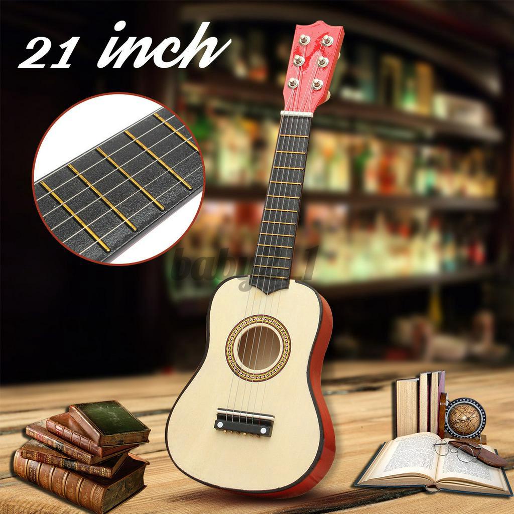 Music Educational Toy Gift for Kids Children Red Brown Guitar Stringed Instrument with one Pick and a String 21inch Guitar 