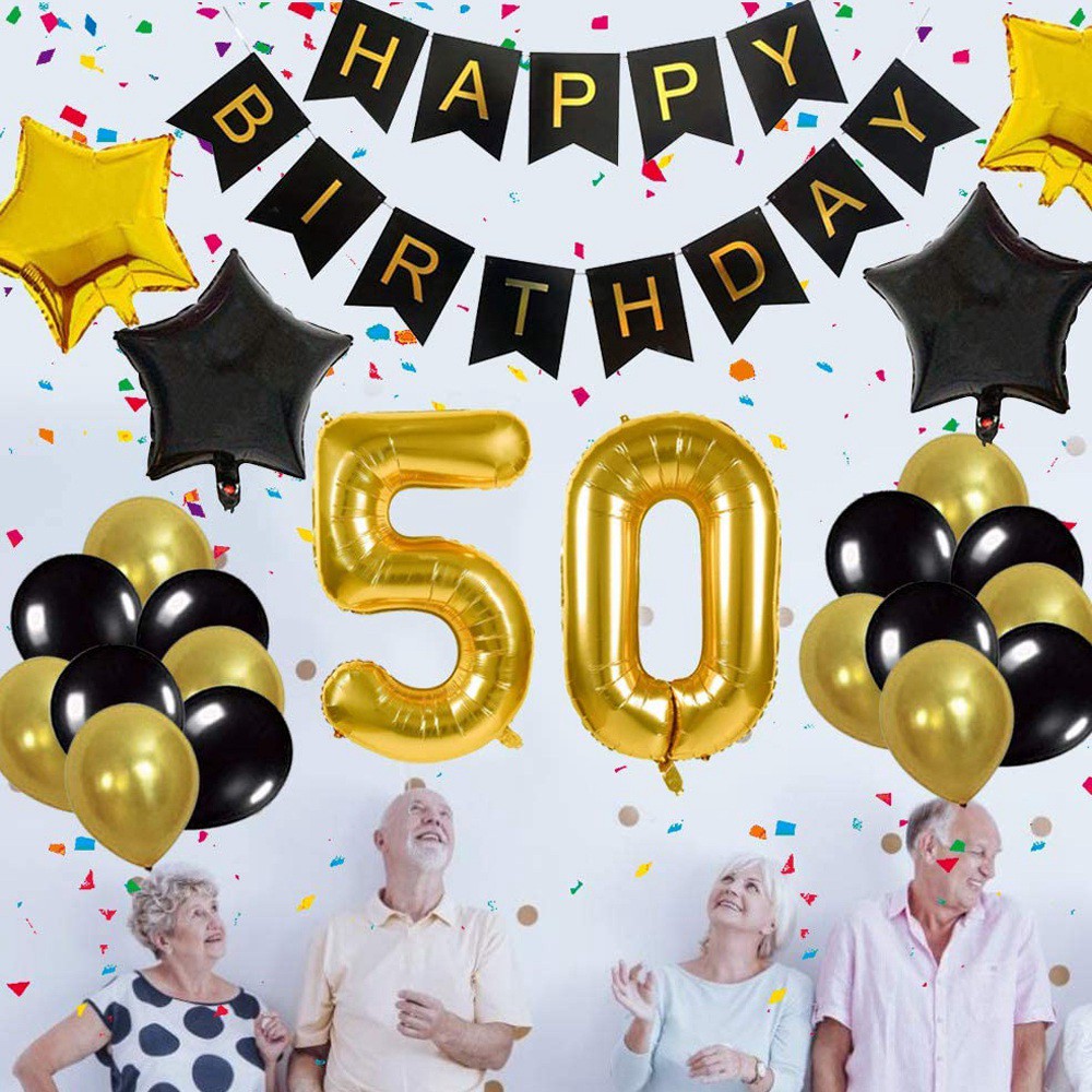 50th Birthday Party Decor Kit Happy Birthday Balloon Banner Number 50 Balloons Mylar Foil And Ballons Party Supplies Shopee Philippines