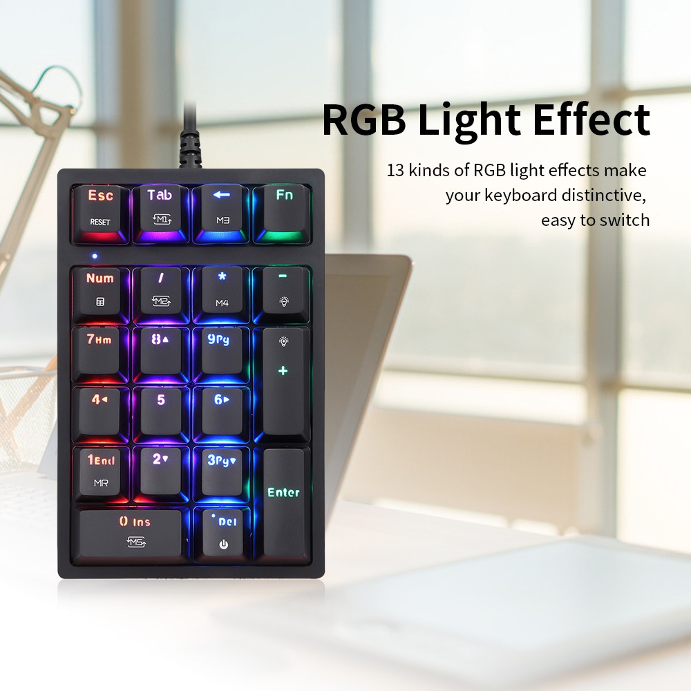Motospeed K24 Numeric Mechanical Keyboard 21 Keys USB Wired Keyboard ...