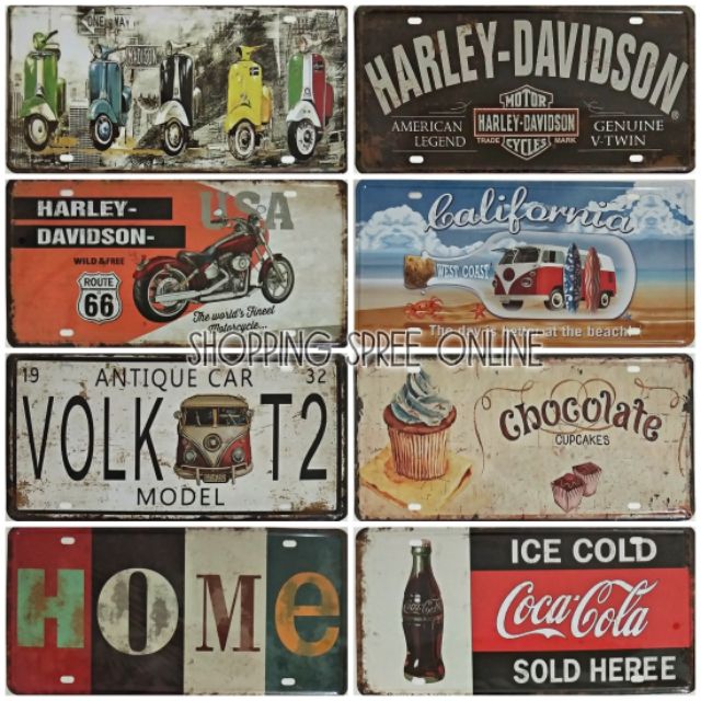 Vintage Tin Car Plates Design Wall Decor (Flat) | Shopee Philippines