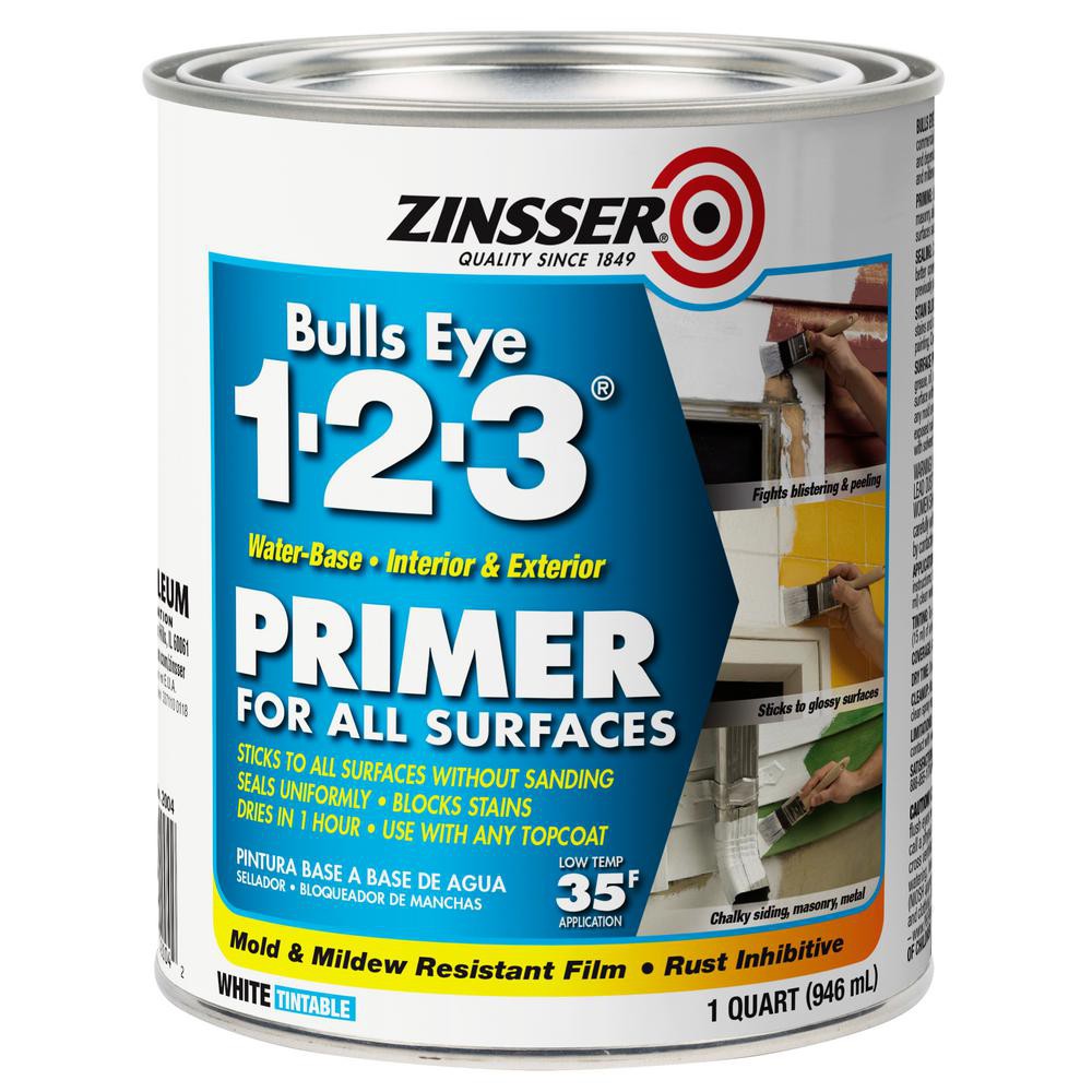 Rust Oleum Zinsser Bulls Eye 123 Primer White, Quart (946 ml