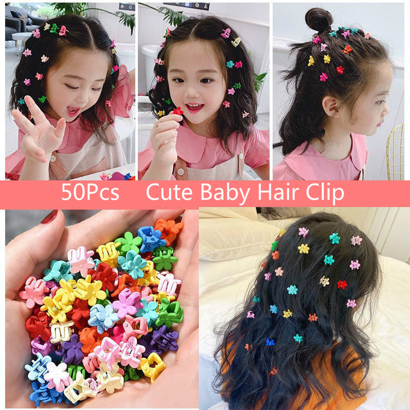 50Pcs/Bag Baby Hair Clip Set Colorful Flower Kids Hair Clips Hair Pin Baby  Hair Accessories | Shopee Philippines