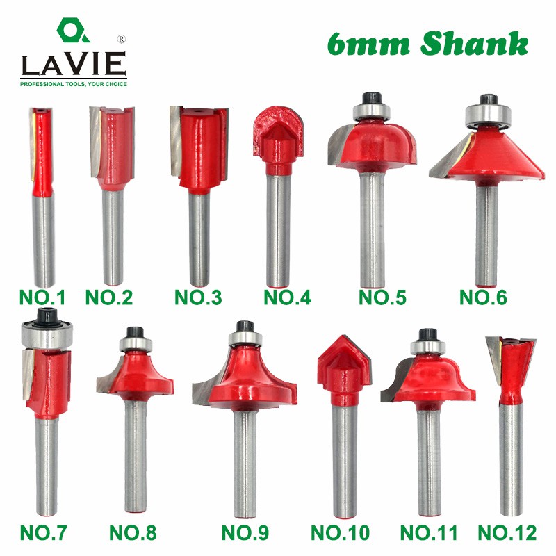 1pc 6mm Shank Router Bit Straight T Bit V Flush Trimming Cleaning Round ...