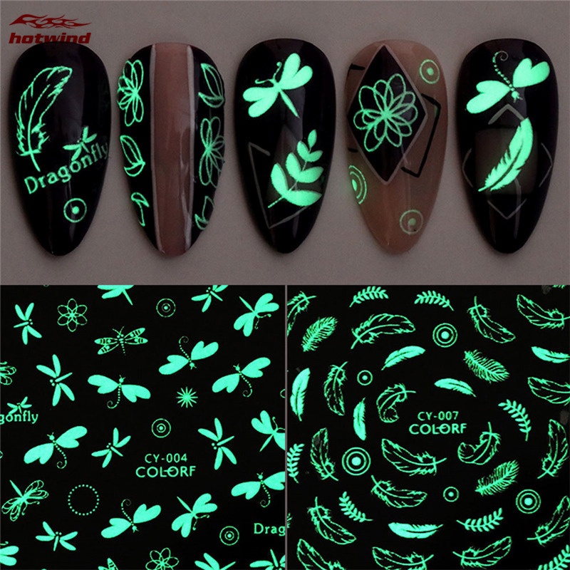 HW Luminous Effect 3D Nail Sticker Glitter Nail Art Decoration Stickers