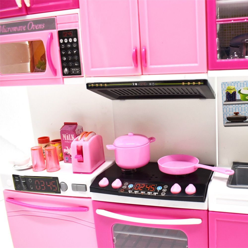 pink colour ka kitchen set