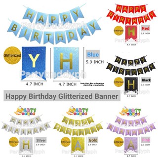 (Sulit Deals!) 3meters Happy Birthday Polka Stripe Pastel Glitter Laser Banner PartyBuddyPH #3