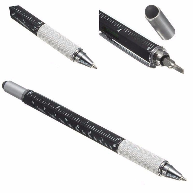 Ultimate Multi-Tool Stylus Pen Combining 6 Handy Functions Black Rrinted Ruler 