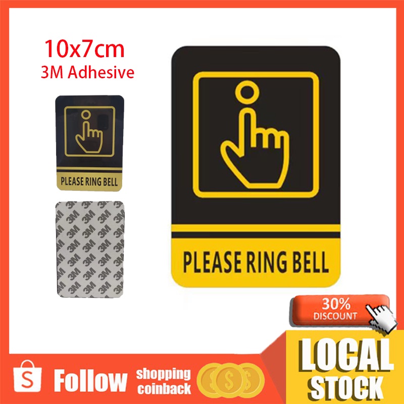 PLEASE RING BELL PVC Doorbell Signage Boards 10x7cm 3M Sticker