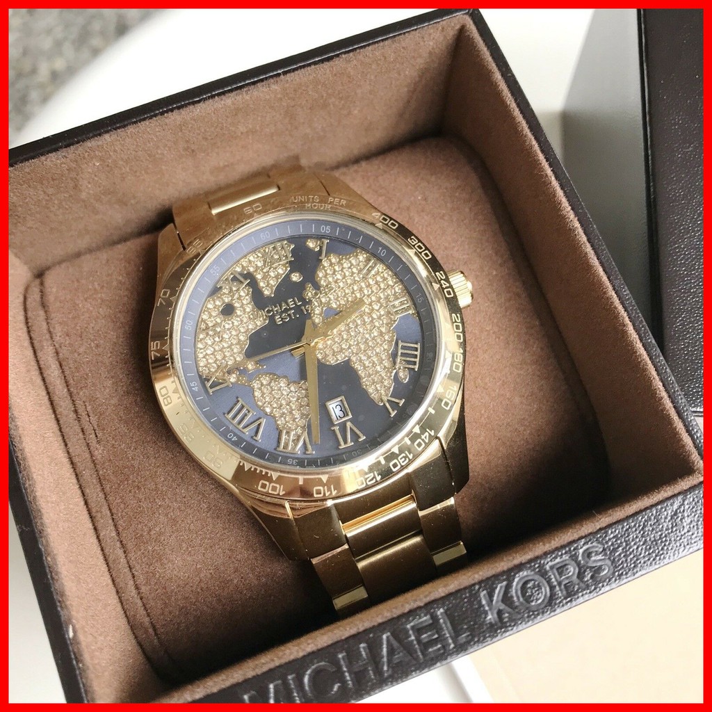 Michael Kors Watch 100% ORIGINAL Layton World Map Gold Oversized Women Watch  | Shopee Philippines