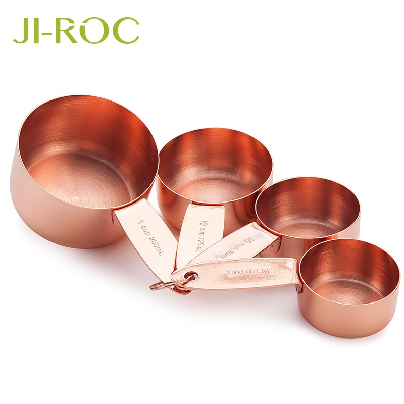 4 pcs in set stainless steel measuring cup rosegold scale measuring