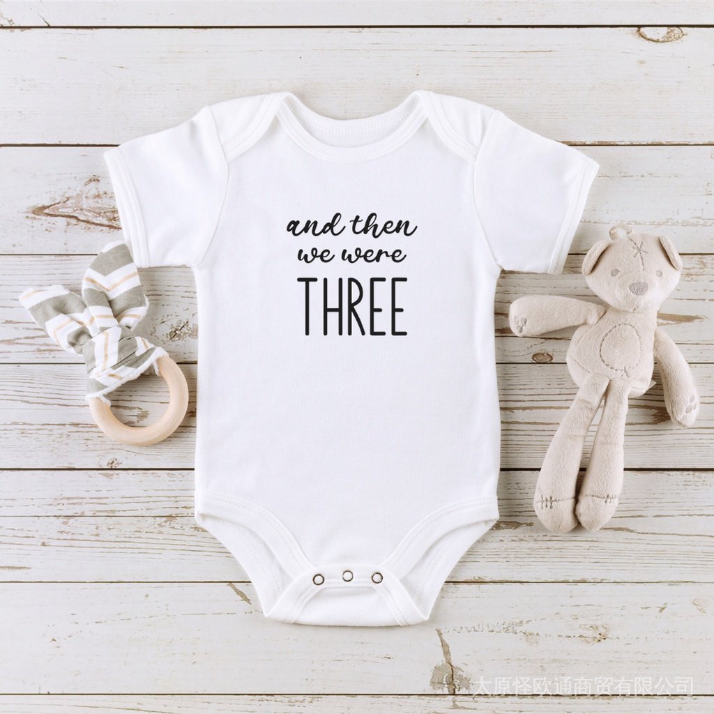 ourboxstory And Then We Were Three Onesie A001 Baby Announcement ...