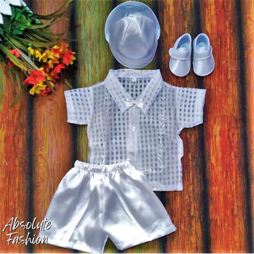 Baptismal Barong Set Newborn Baptismal Clothes Christening Baby Boy outfit Shopee Philippines
